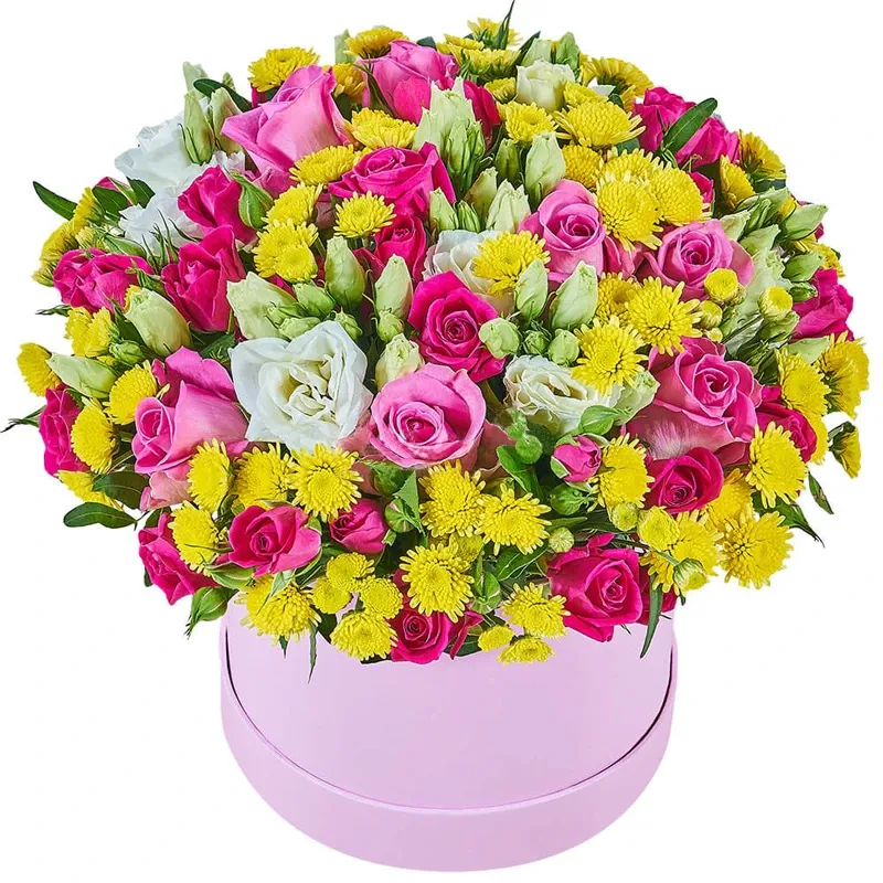 Цветы в коробке «Разноцветная радость»